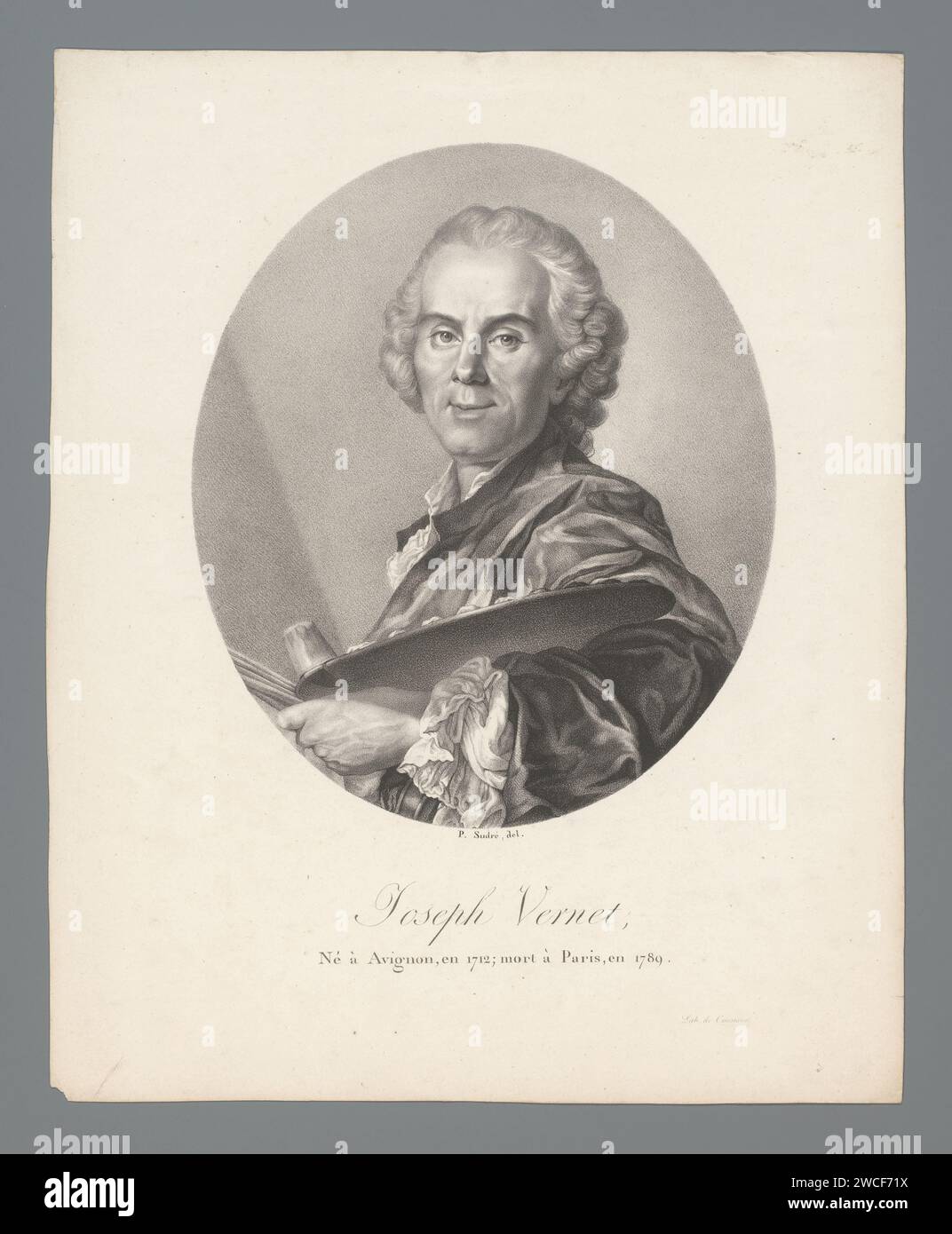 Porträt des Malers Claude Joseph Vernet, Jean Pierre Sudre (1783-1866), 1824 Druckpapier historische Personen Stockfoto