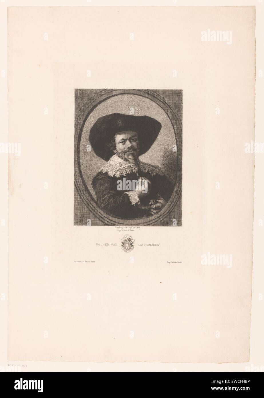 Porträt von Willem van Heythuysen, Jules Ferdinand Jacquemart, nach Frans Hals, 1869 Druckerei: Franceprinter: Paris Papierätzung / Trockenpunkt historische Personen. Händler, Verkäufer. Ornament  Medaillon Stockfoto