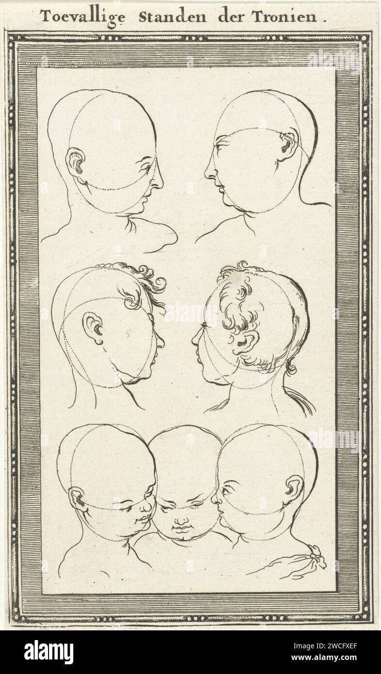 Sieben Köpfe, Jan Luyken, 1682 Druck Amsterdam Papier Ätzkopf (Mensch) Stockfoto