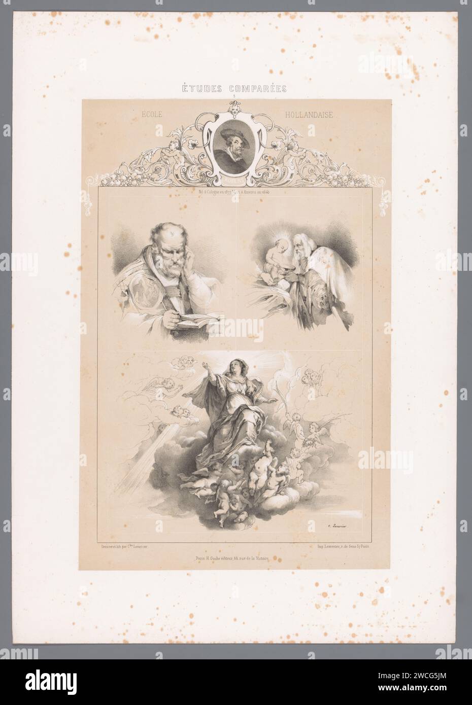 Studien zur Malerei von Peter Paul Rubens, Charles Nicolas Lemercier, nach Peter Paul Rubens, 1850 Druck Pariser Papier historische Personen. Malerei (einschließlich Buchbeleuchtung, Miniaturmalerei) Stockfoto