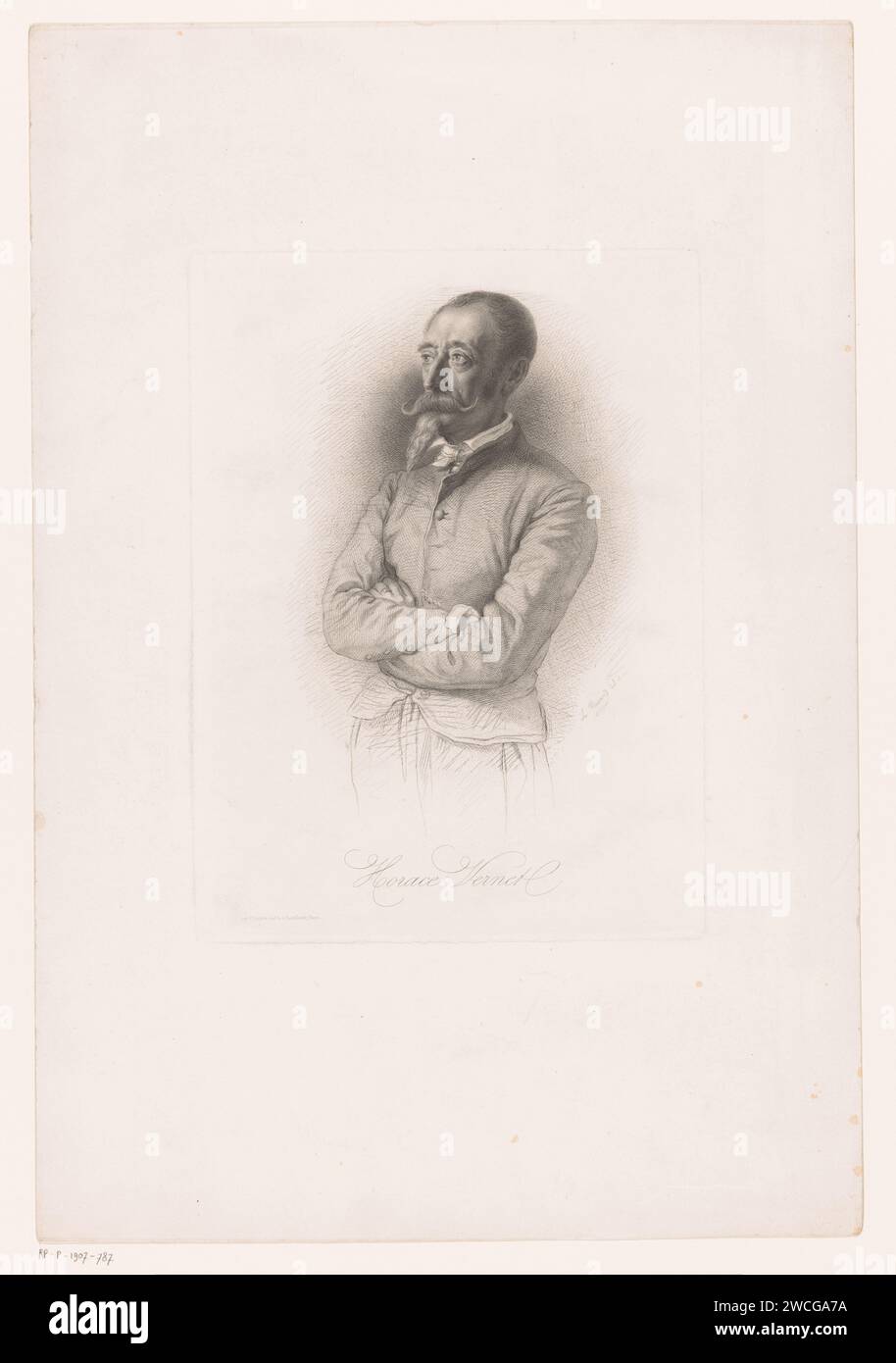 Porträt von Horace Vernet, Léopold Massard, 1832 - 1889 Druck Paris Papier Radierung / Gravur historische Personen. Porträt, Selbstporträt des Künstlers Stockfoto
