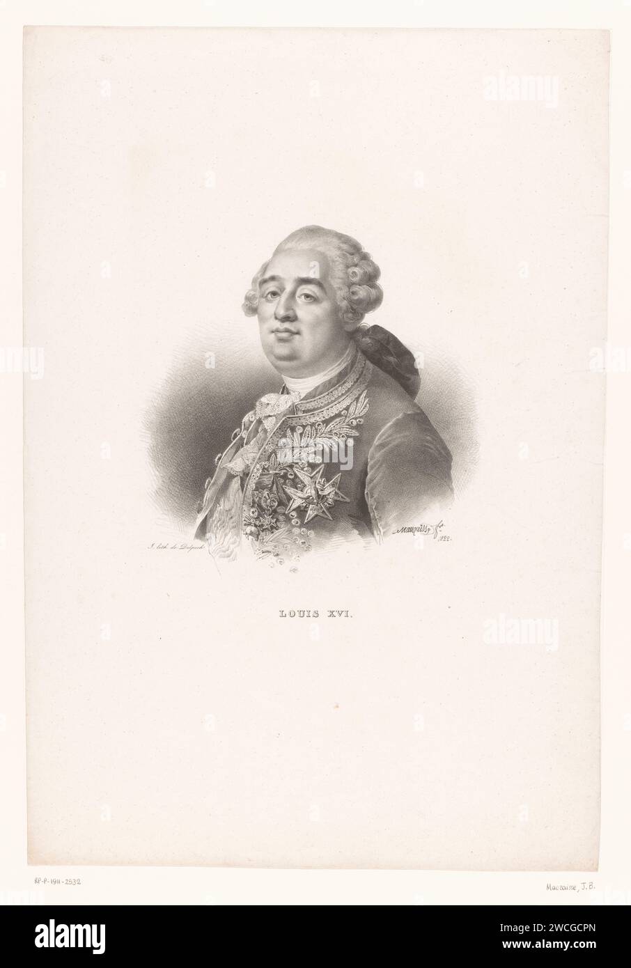 Porträt von Ludwig XVI., König von Frankreich, Jean Baptiste Mauzaisse, 1822 Druck Pariser Papier historische Personen. king Stockfoto