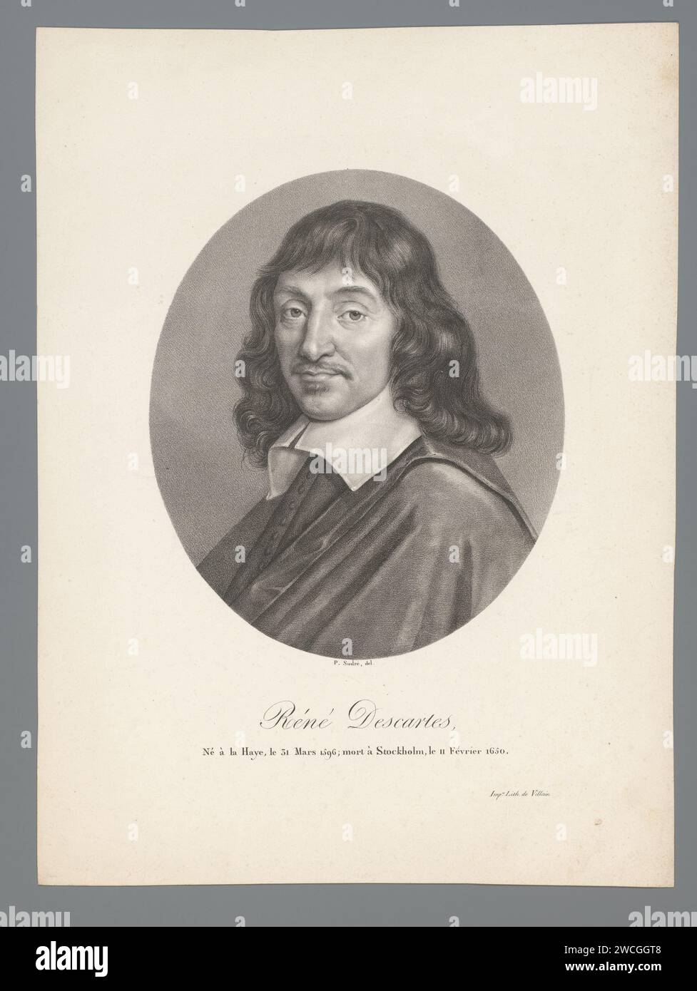 Portret van René Descartes, Jean Pierre Sudre (1783-1866), 1820 - 1827 Druck Paris Papier historische Personen Stockfoto