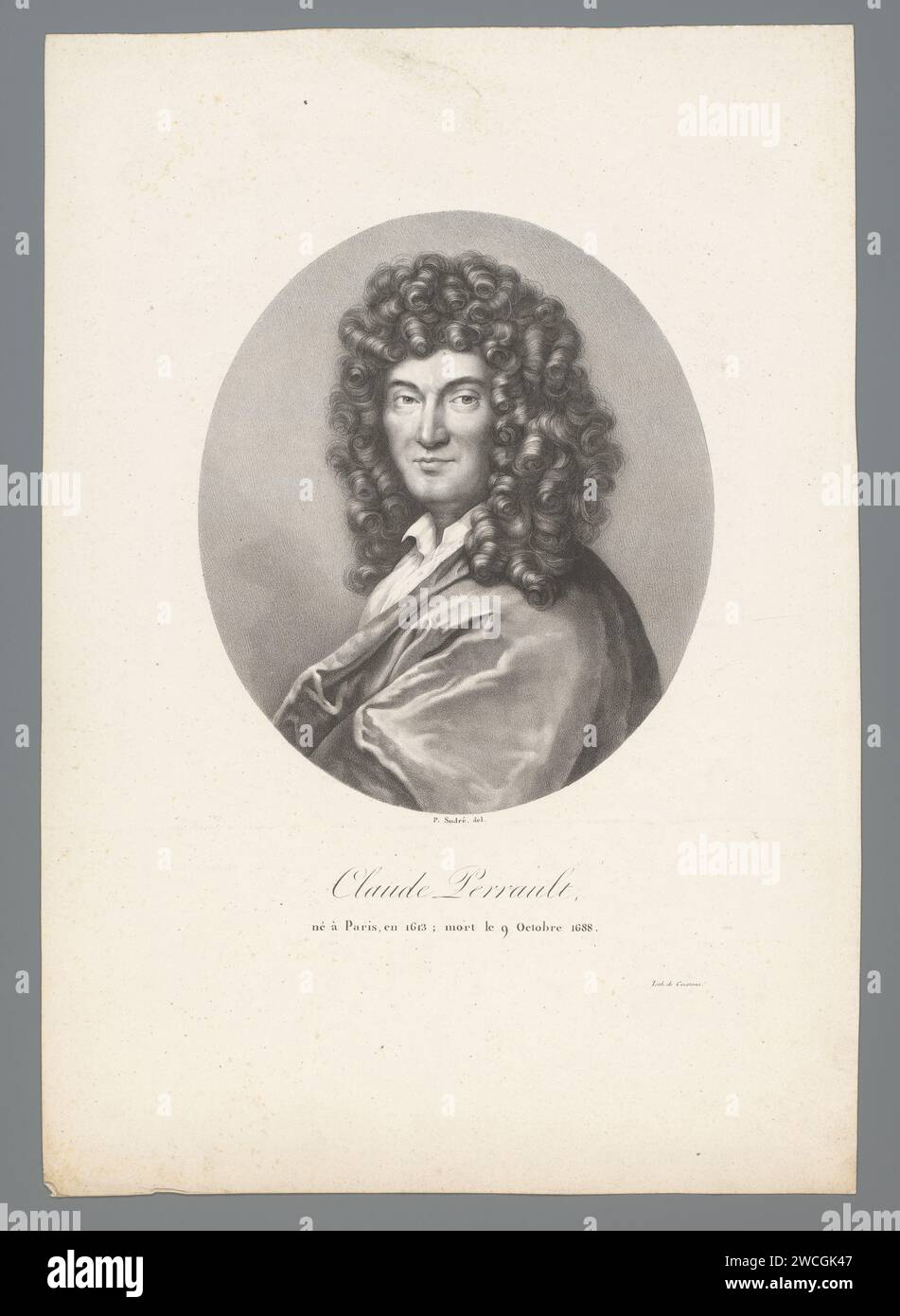 Portret van Claude Perrault, Jean Pierre Sudre (1783-1866), 1824 Druckpapiere historische Personen Stockfoto