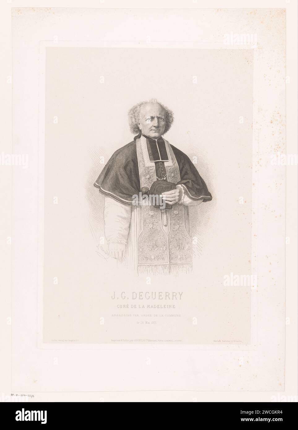 Portret Van Gaspard Deguery, Léopold Massard, 1871–1889 Print New York (City) Paper. Ätzen/Gravieren historischer Personen Stockfoto