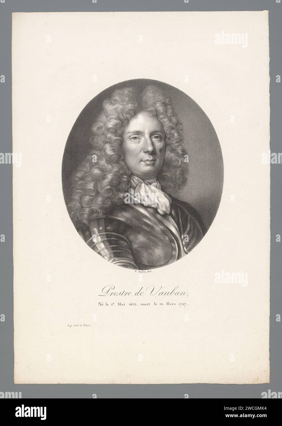 Portret van Architect Sébastien Le Prestre de Vauban, Jean Pierre Sudre (1783-1866), 1820 - 1827 Druck Paris Papier historische Personen Stockfoto