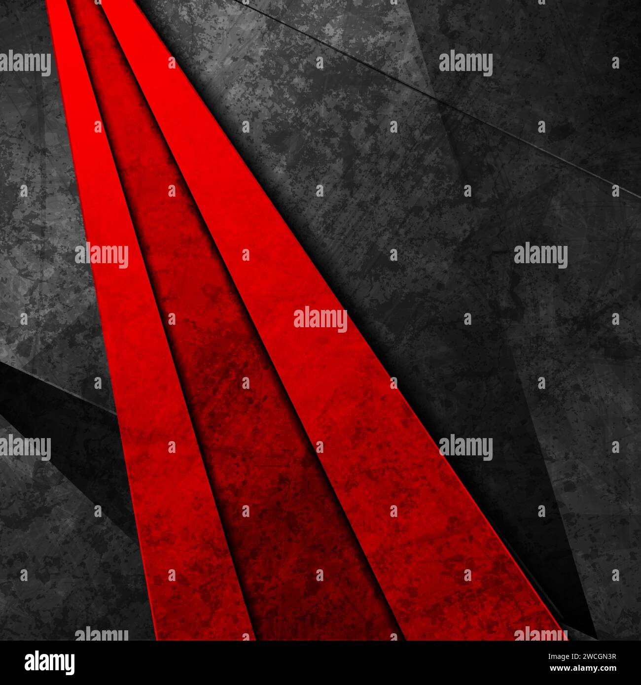 Schwarz-roter abstrakter grunge-geometrischer gestreifter Hintergrund. Vektordesign Stock Vektor