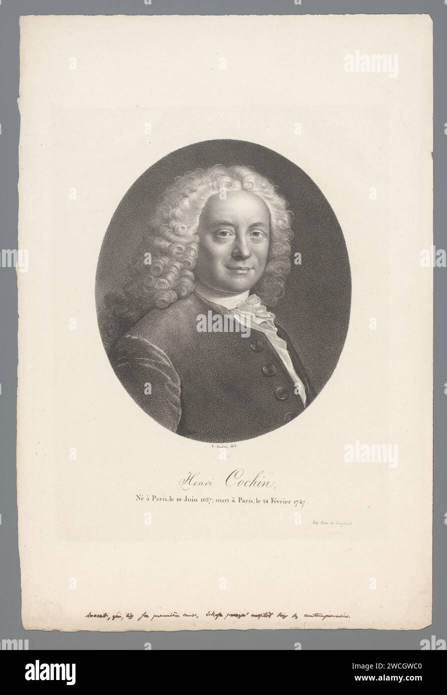 Portret van Henri Cochin, Jean Pierre Sudre (1783-1866), 1820 - 1827 Druck Paris Papier historische Personen Stockfoto