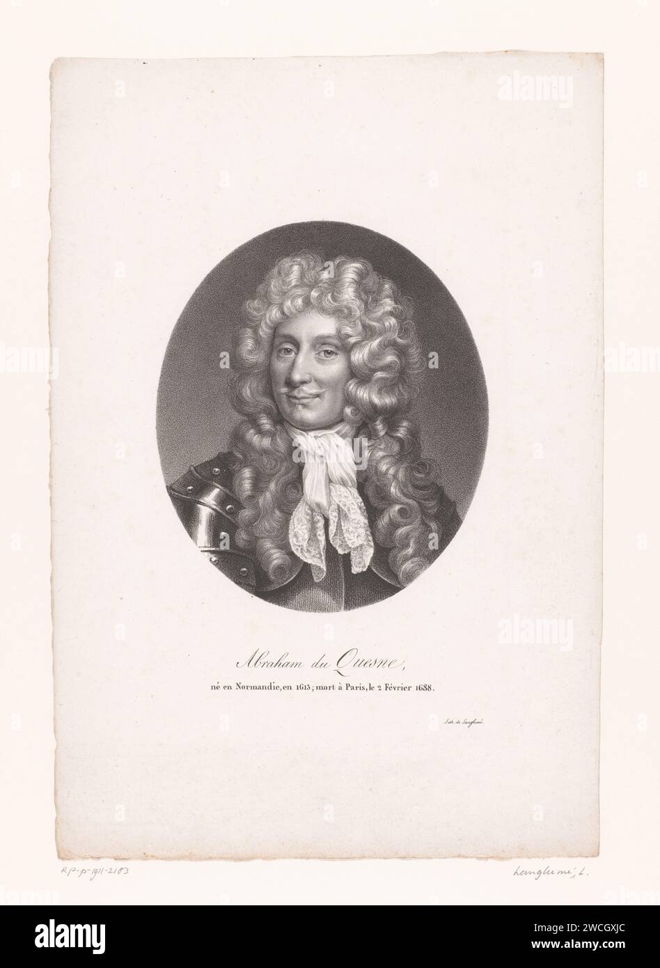 Portret Van Abraham Duquesne, Anonym, Pierre Langlumé, 1820 - 1830 Druck Paris Papier historische Personen Stockfoto