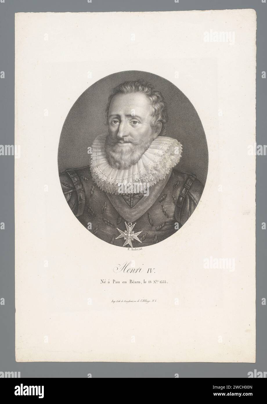 Porträt von Heinrich IV., König von Frankreich und Navarra, Jean Pierre Sudre (1783–1866), 1822 Druck Pariser Papier historische Personen Stockfoto