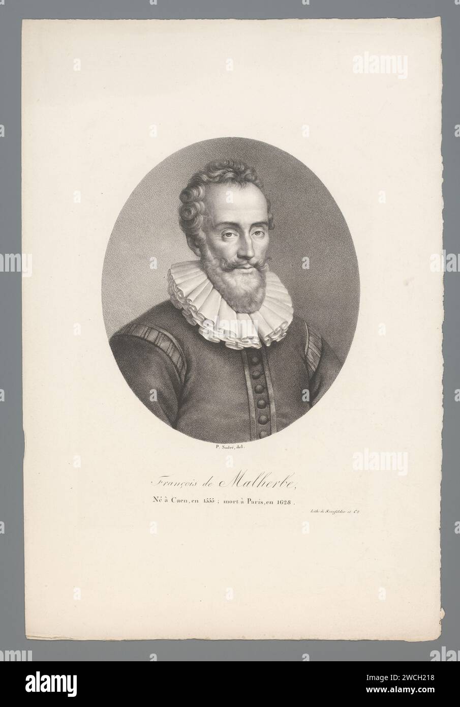 Porträt des Dichters Francois de Malherbe, Jean Pierre Sudre (1783-1866), 1820 - 1827 Druckpapier historische Personen Stockfoto