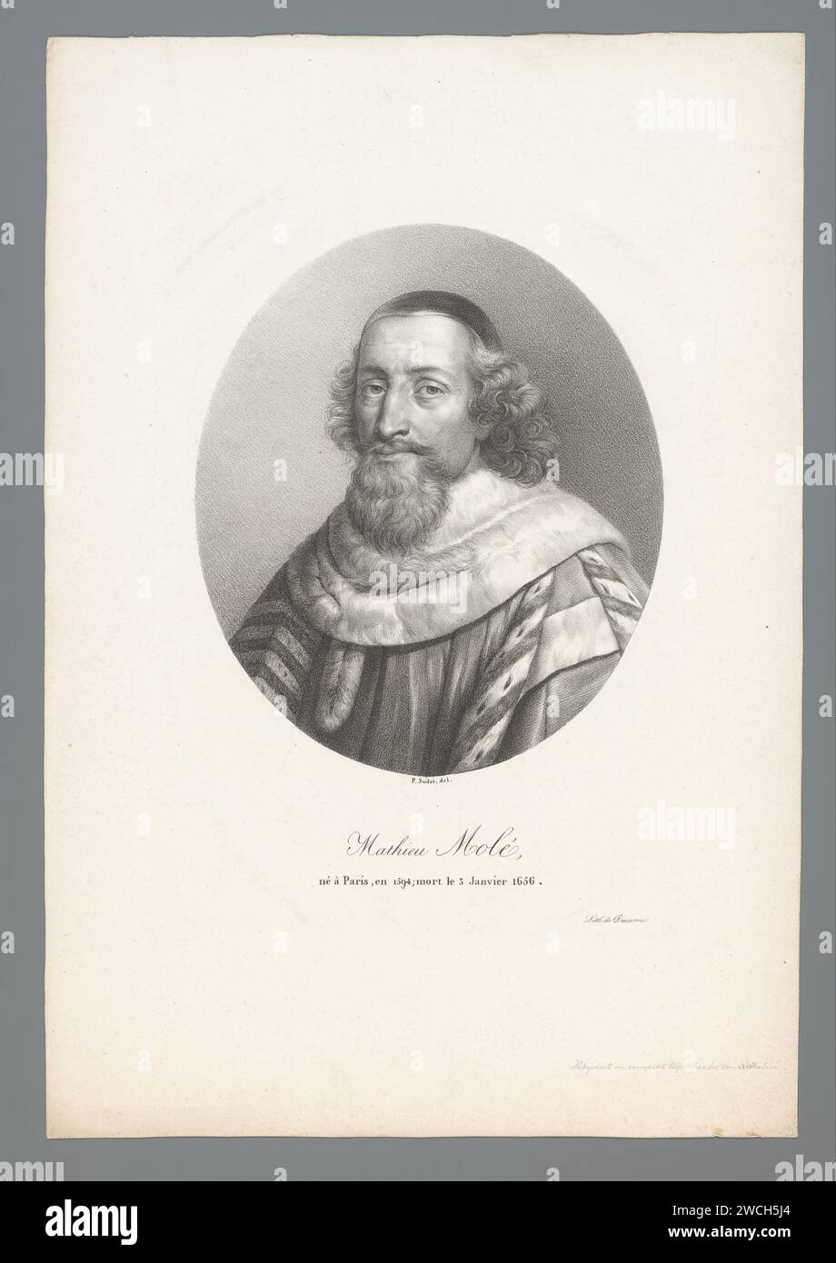 Portret van Staatsman Mathieu Molé, Jean Pierre Sudre (1783-1866), 1820 - 1827 Druck Paris Papier historische Personen Stockfoto
