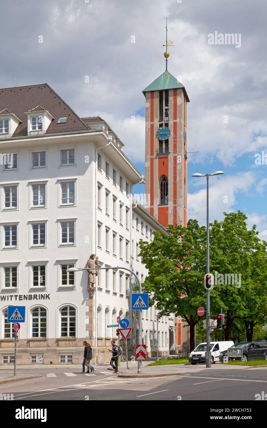 München - Mai 30 2019: Die evangelisch-lutherische Pfarrkirche, Universitäts- und Dekanatskirche St. Mark, ist die zweite protestantisch-lutherische Kirche in Stockfoto