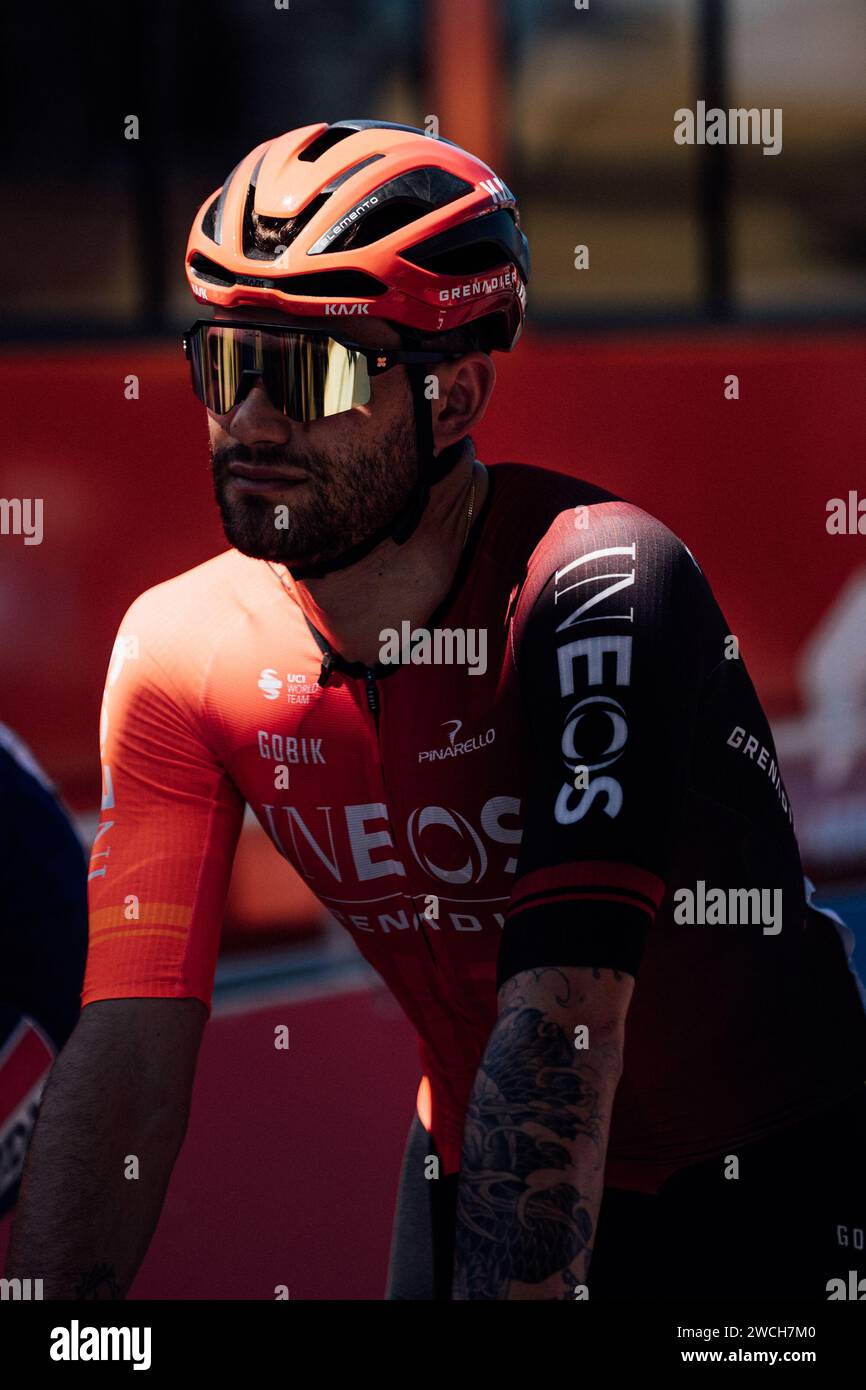 Adelaide, Australien. Januar 2024. Bild von Zac Williams/SWpix.com - 16/01/2024 - Radfahren - 2024 Tour Down Under - Stufe 1: Tanunda-Tanunda (144 km) - Filippo Ganna, Ineos Grenadiers Credit: SWpix/Alamy Live News Stockfoto