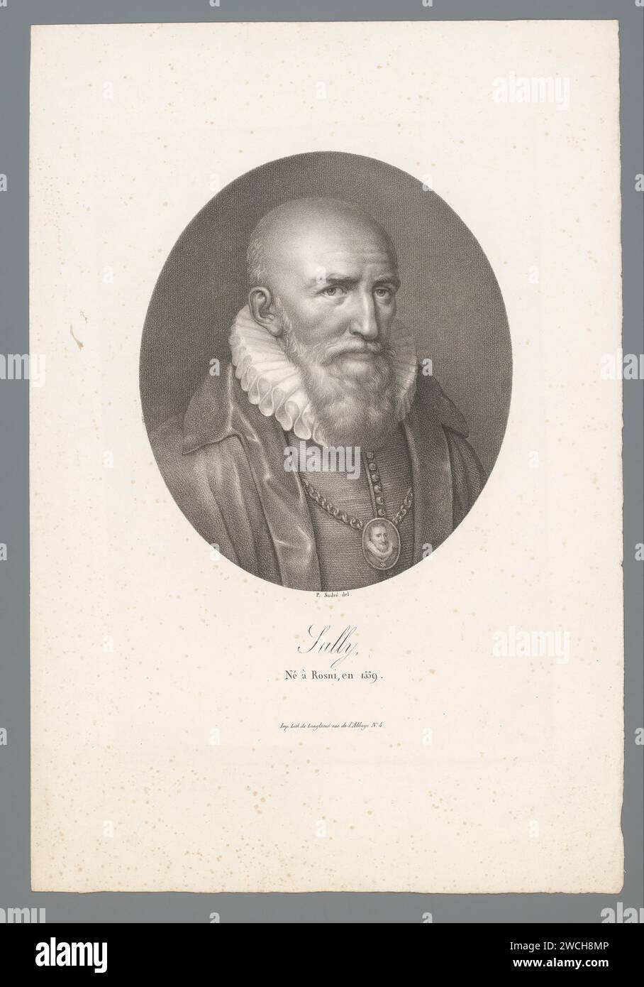 Portret van Maximilien de Bethune, Hertog Van Sully, Jean Pierre Sudre (1783-1866), 1822 Druck Paris Papier historische Personen Stockfoto