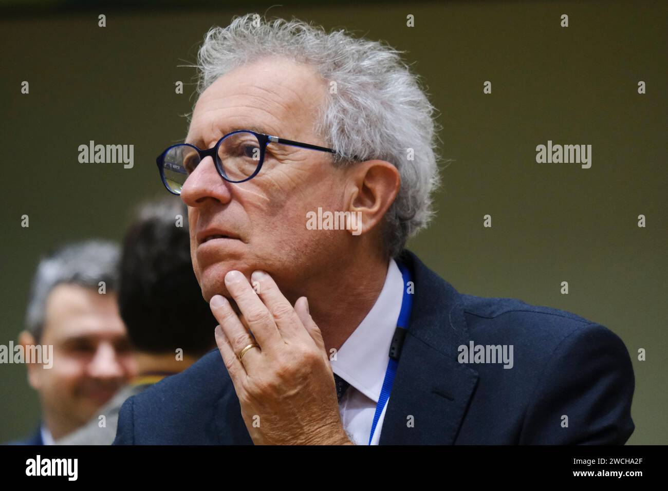 Brüssel, Belgien Januar 2024. Pierre Gramegna (ESM) nimmt am 16. Januar 2024 am Europäischen Rat in Brüssel (Belgien) Teil. Quelle: ALEXANDROS MICHAILIDIS/Alamy Live News Stockfoto