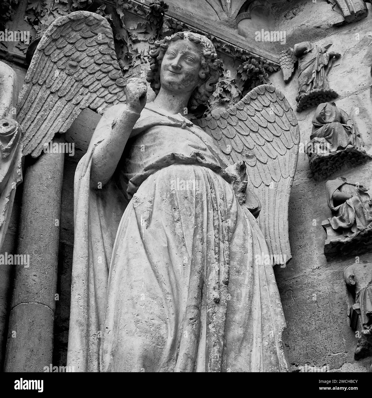 Angel, Kathedrale von Reims, Reims, Haute-Marne, Region Champagne-Ardennen, Frankreich Stockfoto