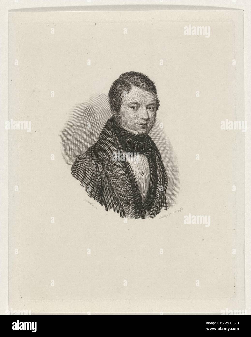 Porträt Nicolaas-Rüben, Johannes Philippus lange, nach Willem Grebner, 1820–1849 Druck Porträt-Büste rechts von Nicolaas-Rüben, Dichter und Pastor in Heemstede. Papierstahlgravur Stockfoto