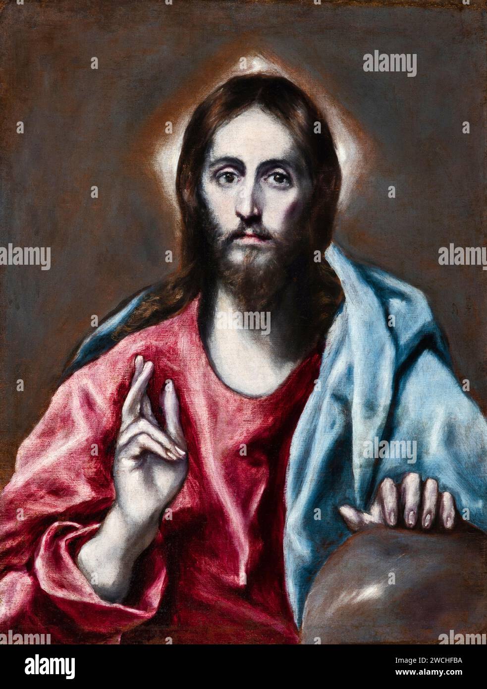 IL Salvatore benedicente - olio su tela - Dominikos Theotokopoulos detto El Greco - XVI secolo - Reggio Emilia, Galleria Luigi Parmeggiani Stockfoto