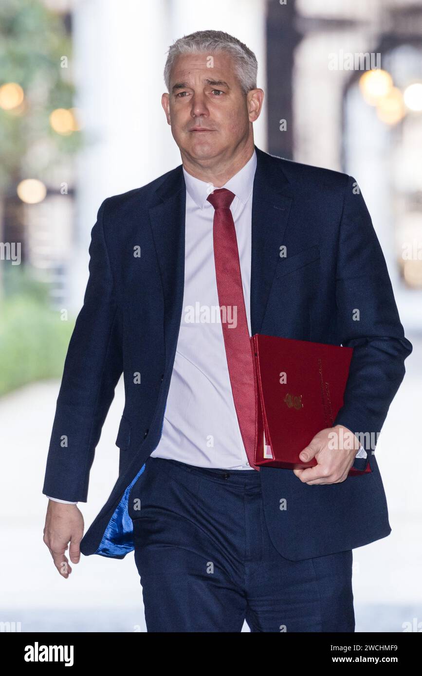 Downing Street, London, Großbritannien. Januar 2024. Umweltminister Steve Barclay nimmt an der wöchentlichen Kabinettssitzung in der Downing Street 10 Teil. Foto: Amanda Rose/Alamy Live News Stockfoto