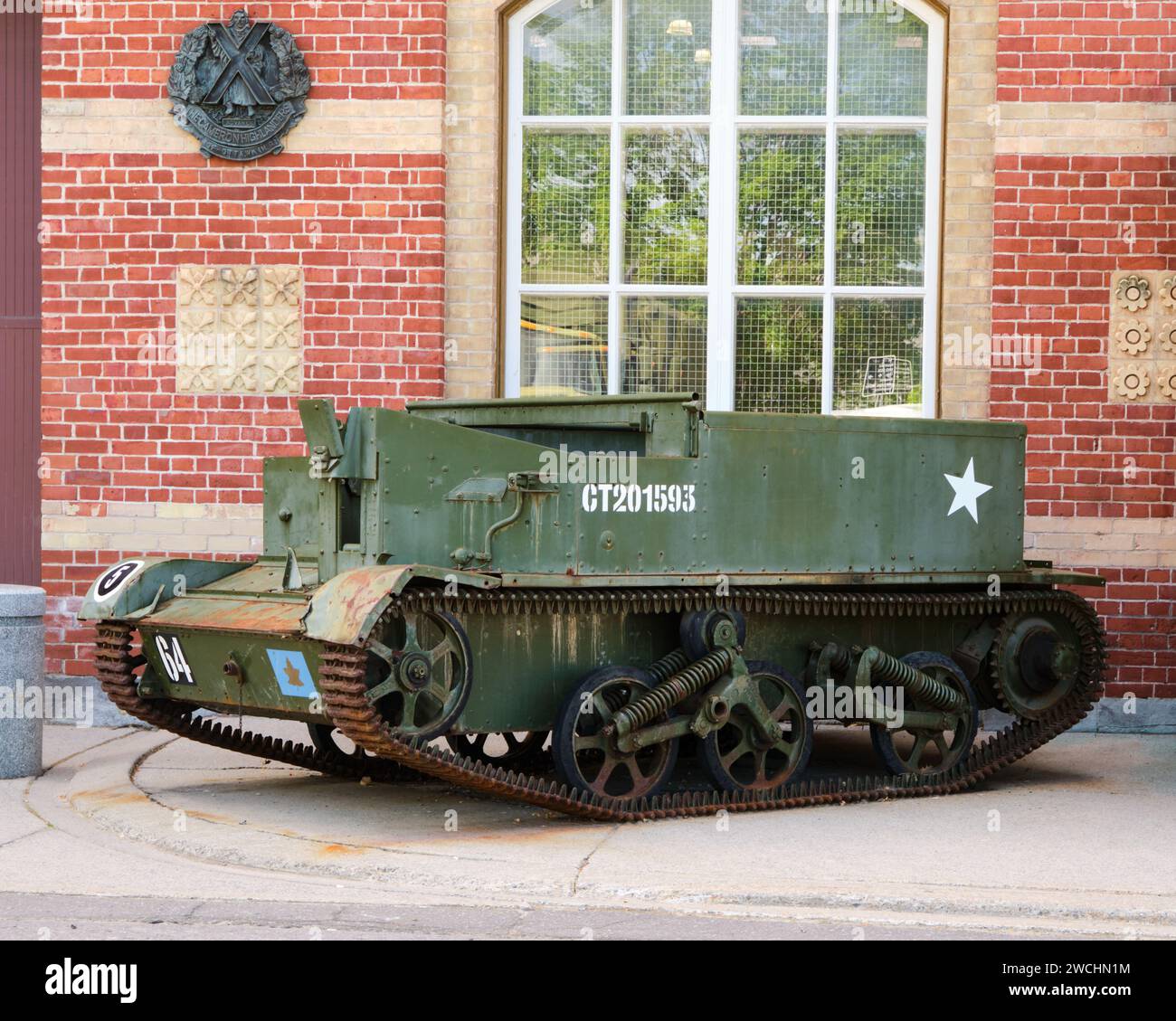 Typischer Universal Carrier, der von kanadischen Soldaten in ganz Europa verwendet wird. Markieren Sie 1 Fahrzeug auf dem Display Cartier Square Drill Hall, Ottawa Stockfoto