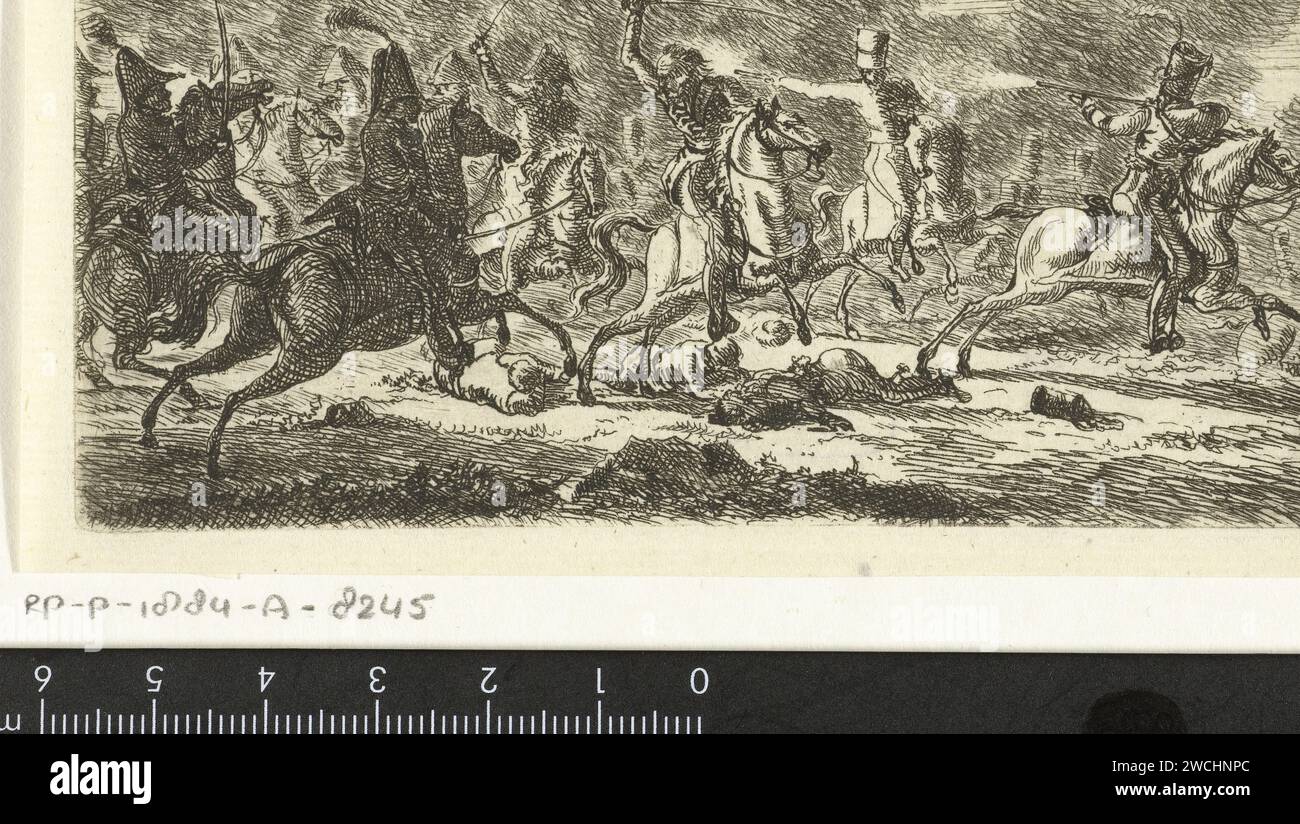 Kavallerie während einer Schlacht, Gerardus Emaus de Micault, 1813 - 1863 drucken Niederlande Papier ätzend Krieg; militärische Angelegenheiten (+ Kavallerie, Reiter) Stockfoto