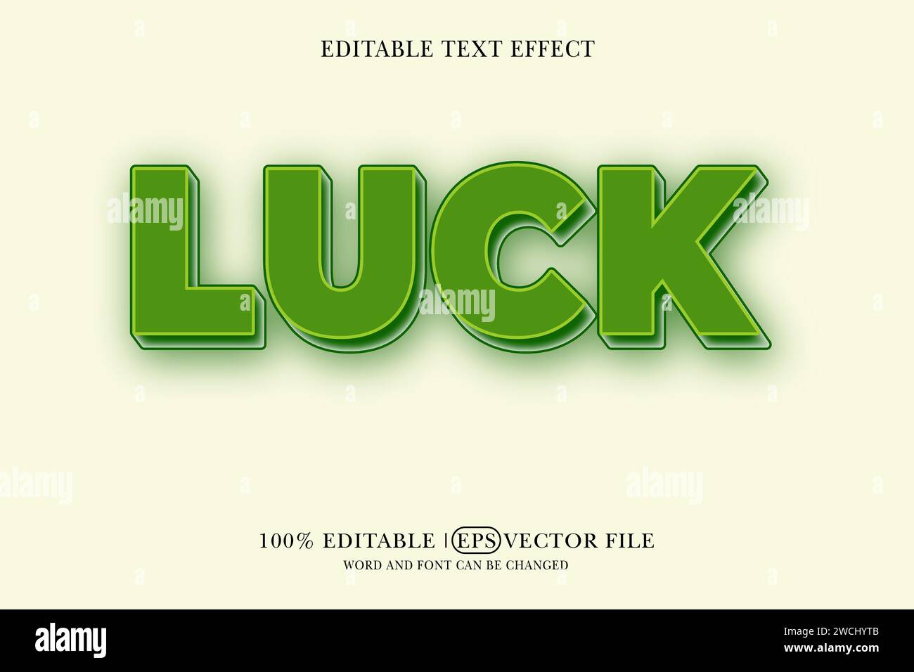 Luck 3D-Texteffekt, 3D-Texteffekt, Stock Vektor