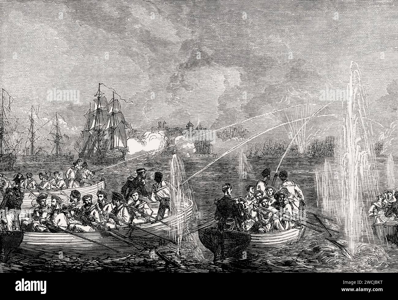 Die Bombardierung von Odesa am 6. April 1854, Krimkrieg, Ukraine Stockfoto