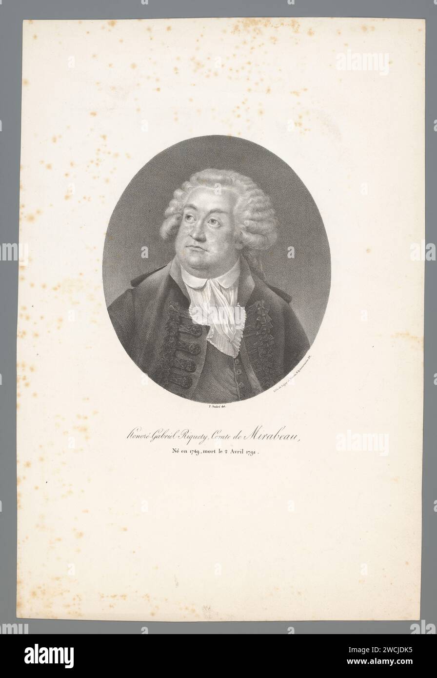 Portret van Honoré-Gabriel de Riqueti, Graaf van Mirabeau, Jean Pierre Sudre (1783-1866), 1820-1827 Druck Paris Papier historische Personen Stockfoto