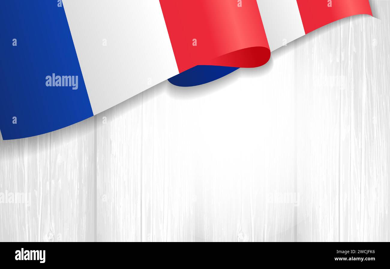 3. Französische Flagge auf Holzplanke. Kreativer Hintergrund mit französischer Nationalflagge. Vektor-Illustration für Turnier- oder Wettkampfkalender Stock Vektor