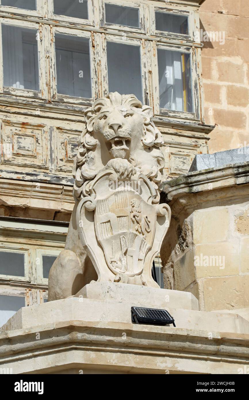 De Vilhena Lion in Valletta auf Malta Stockfoto