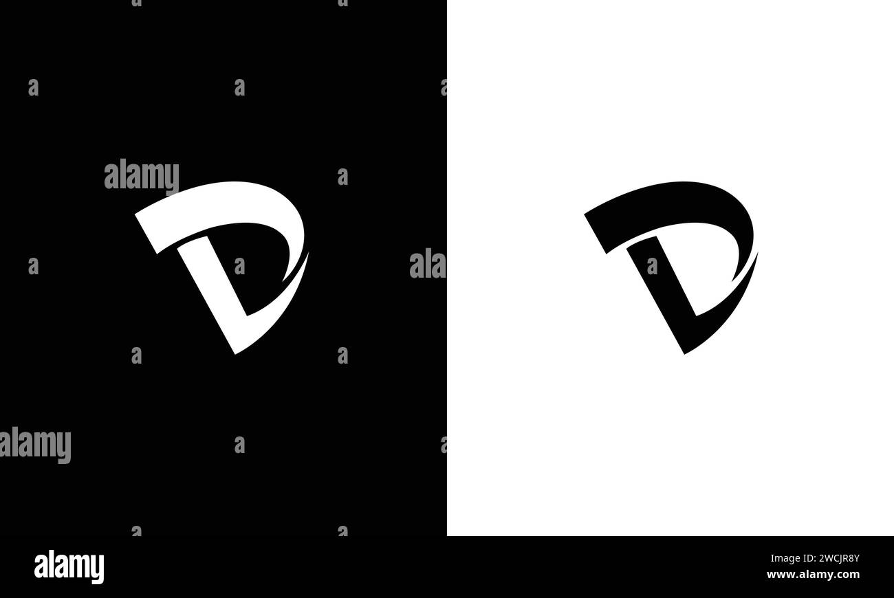 Kreatives und minimalistisches LD D Logo Design Symbol, editierbar im Vektorformat in Schwarz-weiß Farbe Stock Vektor