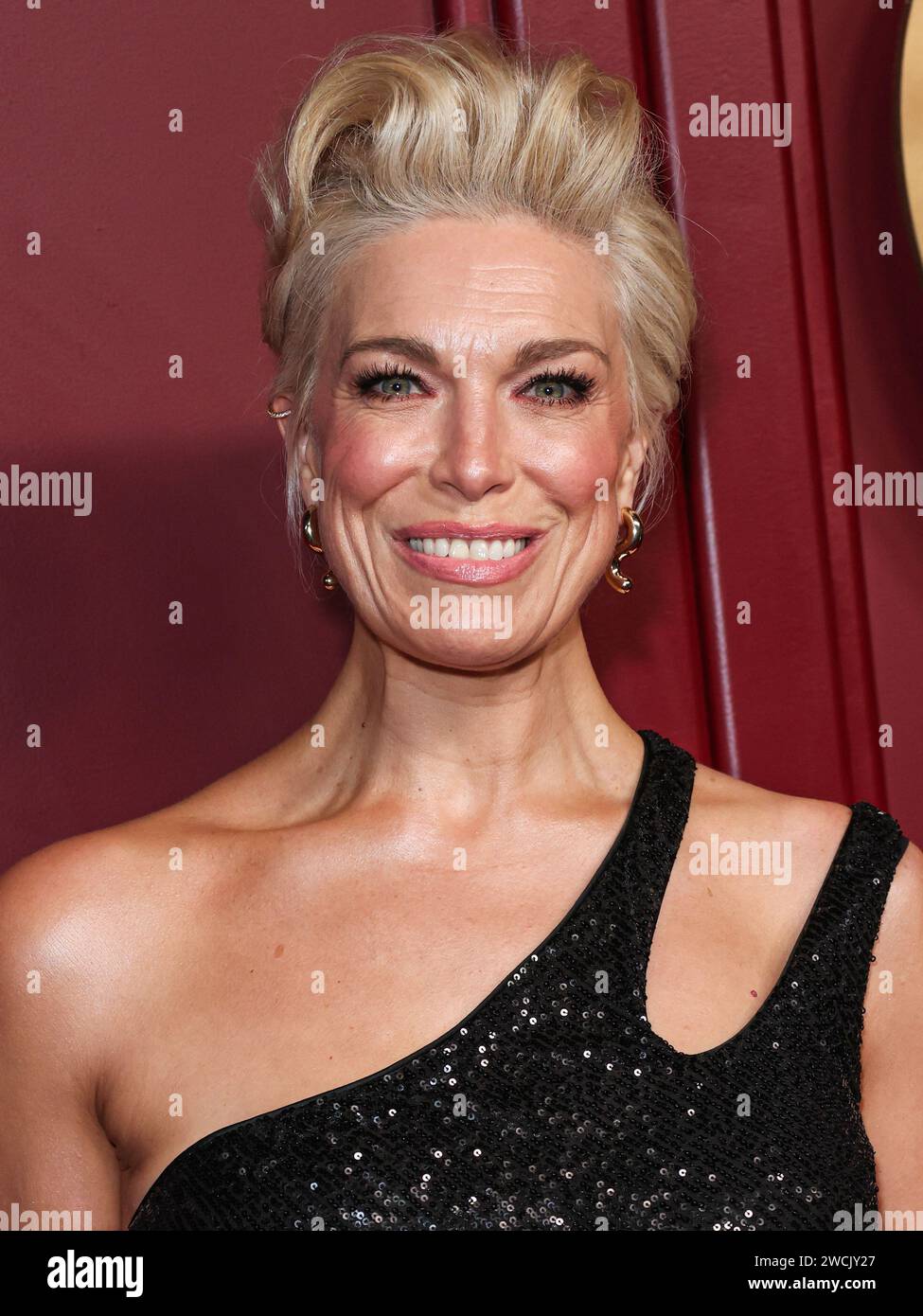 HOLLYWOOD, LOS ANGELES, KALIFORNIEN, USA - 15. JANUAR: Hannah Waddingham kommt auf der 75. Jährlichen Primetime Emmy Awards Party von Apple TV+, die am 15. Januar 2024 in Hollywood, Los Angeles, Kalifornien, USA stattfindet. (Foto: Xavier Collin/Image Press Agency) Stockfoto