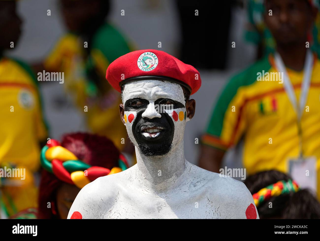 15. Januar 2024: Senegal-Fans beim Spiel der Gruppe C des African Cup of Nations, Senegal gegen Gambia, im Stade Charles Konan Banny, Yamoussoukro, Elfenbeinküste. Kim Preis/CSM Stockfoto