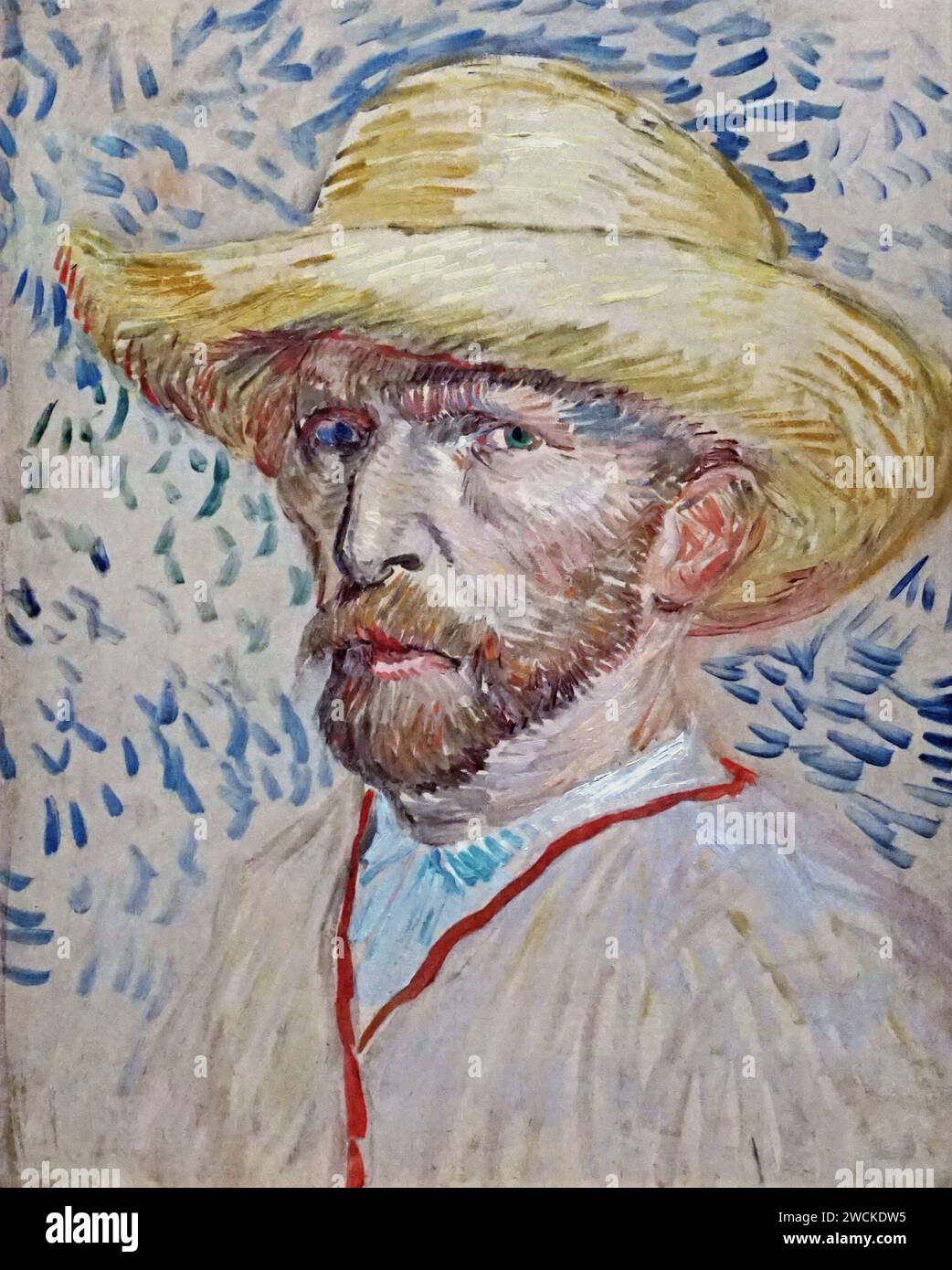Selbstporträt mit Strohhut (1887) von Vincent van Gogh (1853-1890) Stockfoto