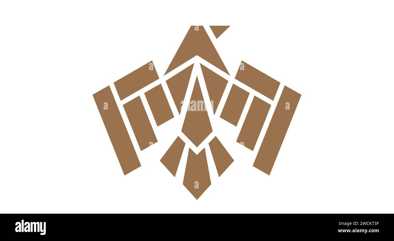 Vogeletikett, Schild, Logo Eagle, Raven, Marke Phoenix. Logo Goldvogel, Vorlage Firmenzeichen, wilde Fliege Wappensymbol. Symbol für grafische Vorlage, Schriftzug für Vogel. Vektorabbildung Stock Vektor