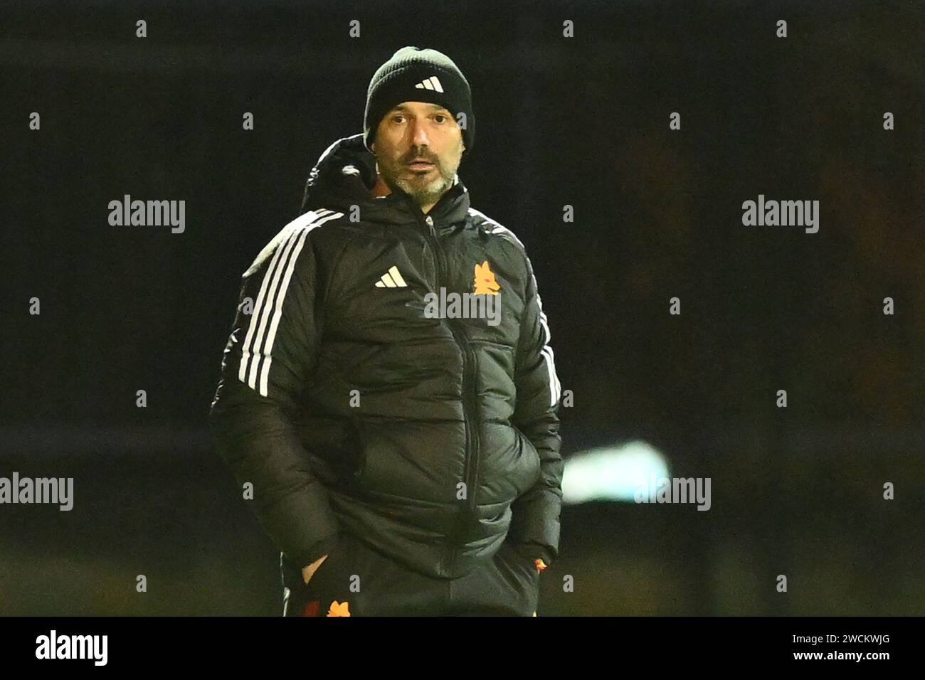 Neapel,Italien,16. Januar,2024 Alessandro Spugna Coach der AS Roma Soccer - Women Italian Cup Macth zwischen Napoli Femminile vs AS Roma Credit:Agostino Gemito/ Alamy Live News Stockfoto