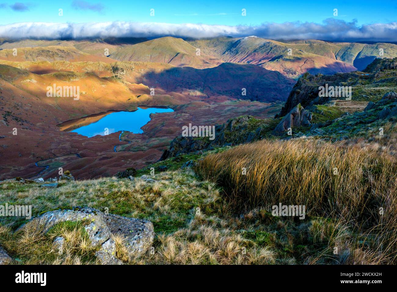Easedale Tarn im Lake District National Park, Cumbria, Großbritannien Stockfoto