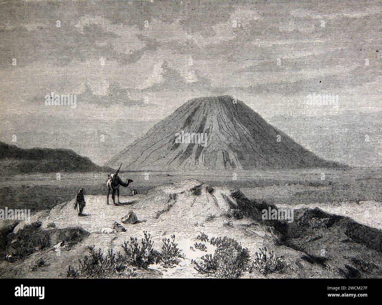 Abbildung des Monte Tabor in Israel, wo die Schlacht am Monte Tabor zwischen den Israeliten und den Kanaaniten stattfand Stockfoto