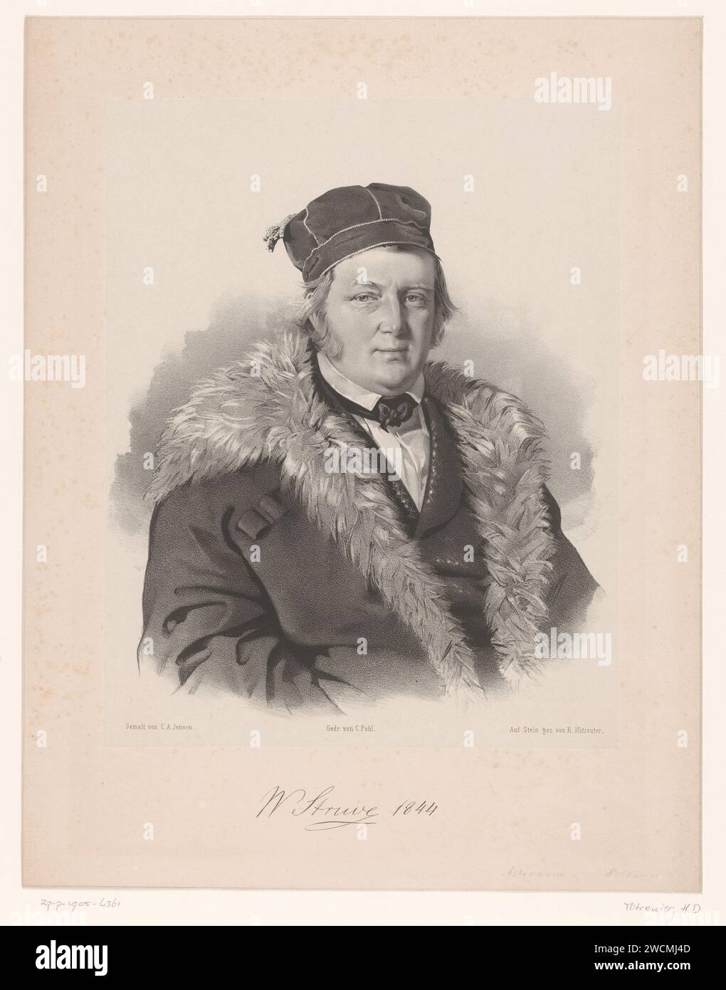PortraT van Friedrich Georg Wilhelm Struve, Heinrich Ditlev Mitreuter, nach Christian Albrecht Jensen, 1844 Druckpapier. Historische Personen Stockfoto
