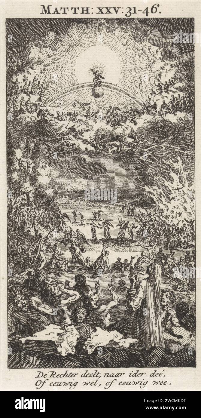 Letztes Gericht, Jan Luyken, 1712 Druck Amsterdamer Papier, das letzte Gericht ätzt Stockfoto