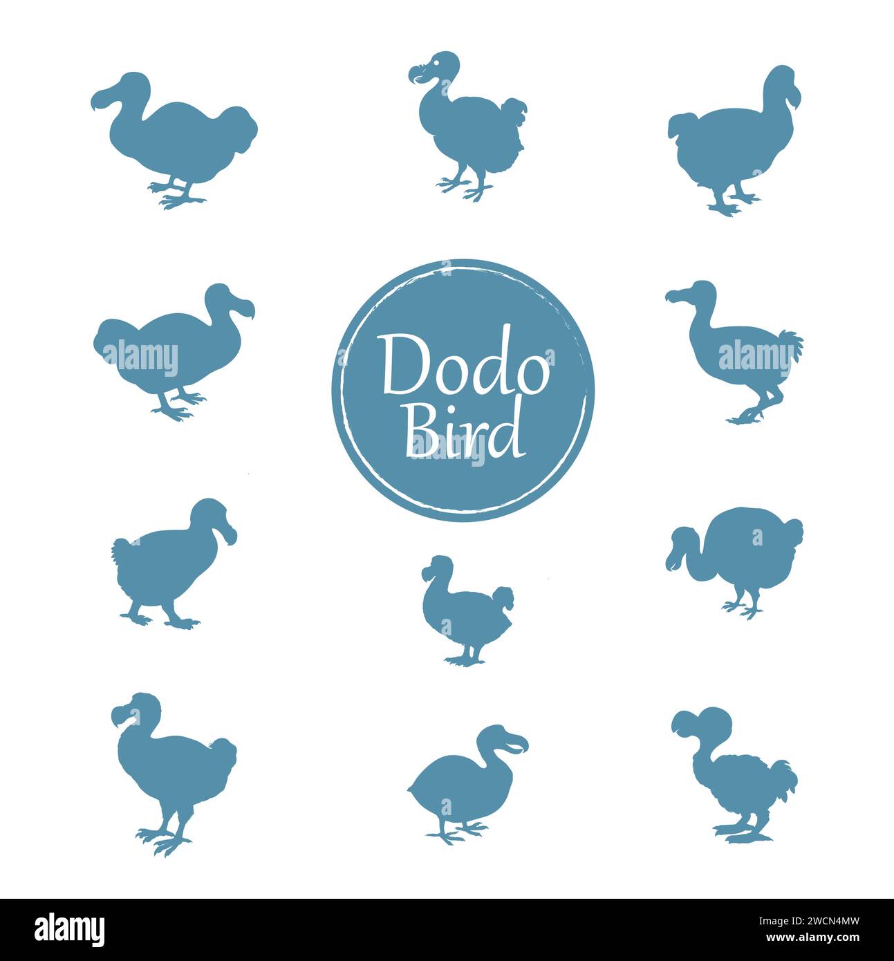 Dodo Bird Silhouette Kollektion Stock Vektor