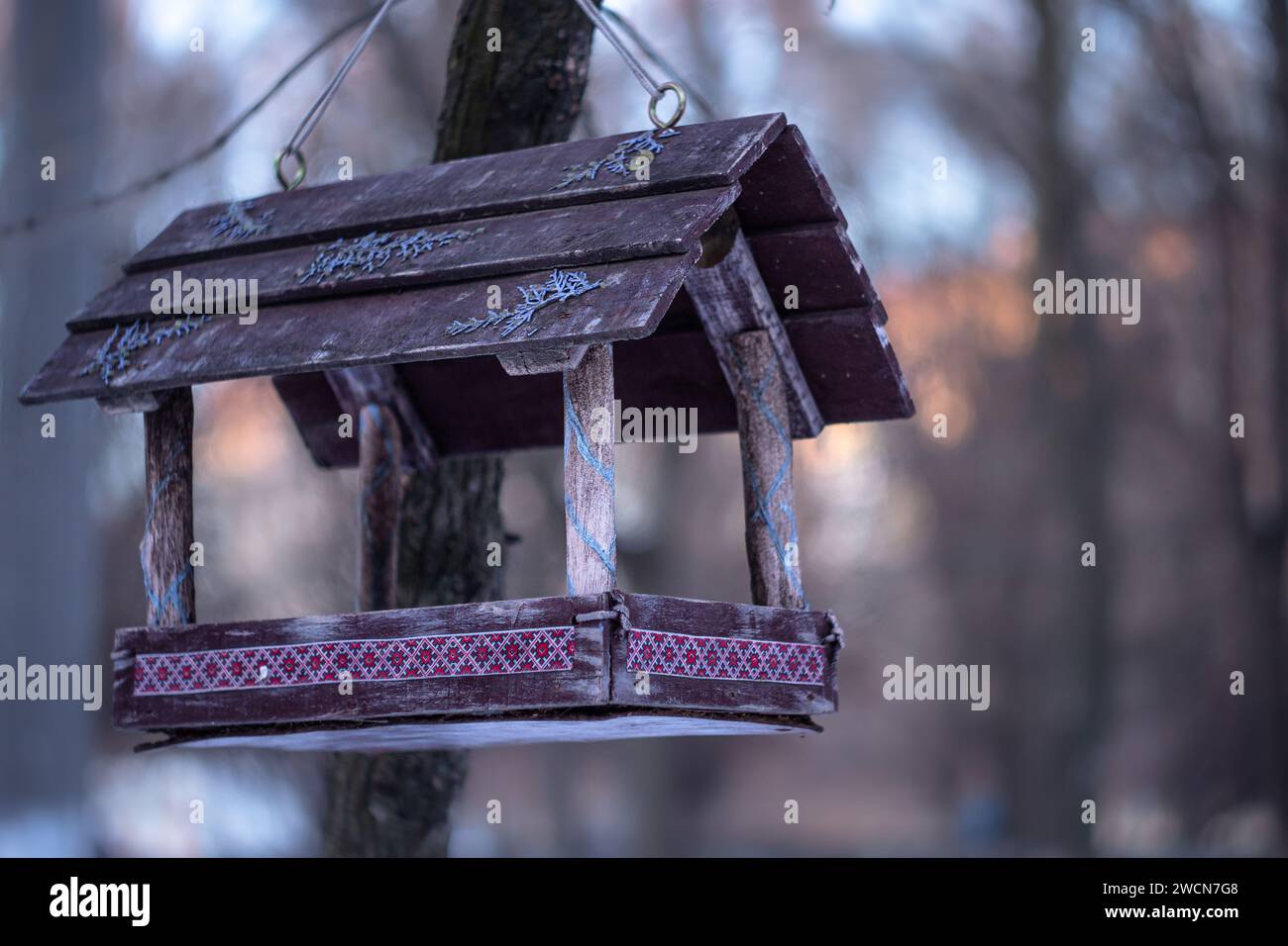 Vogelfutter in der Stadt, ukrainisches Futtermittel Stockfoto