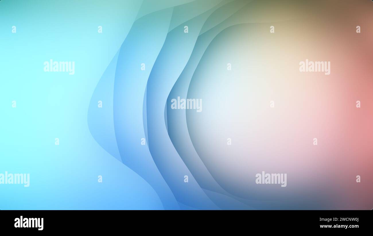 Abstrakte Illustration in holografischer Farbe und weichen, verschwommenen Kanten, CGI-futuristische Tapete. Stockfoto