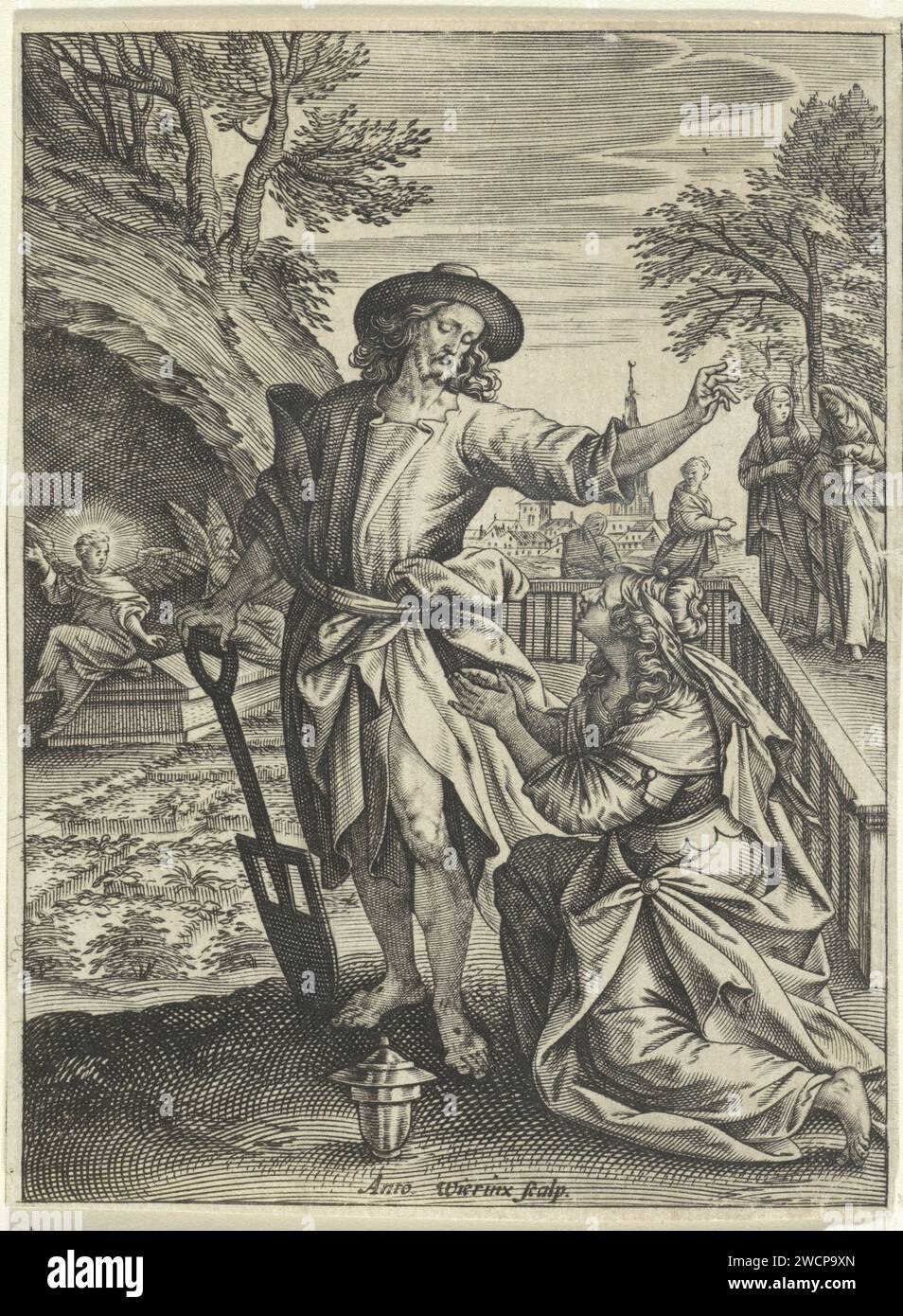 Christus erscheint als Gärtner Maria Magdalena, Antonie Wierix (II