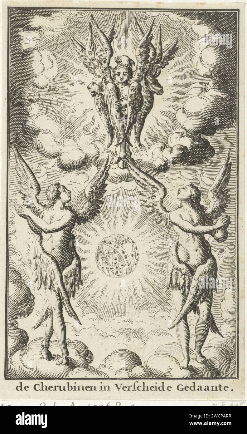 Verschiedene Cherubins, Jan Luyken, 1683 drucken Amsterdamer Papier, das Cherubim ätzt Stockfoto