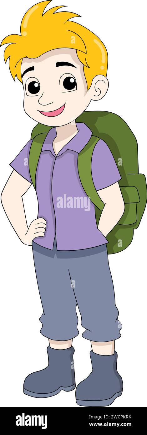Ein cooles Boy College mit glücklichem Lächeln Stock Vektor