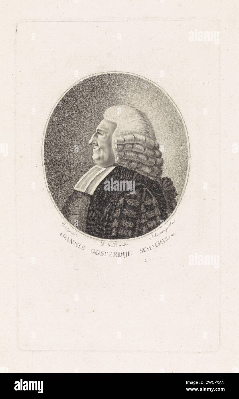 Porträt des Professors Johannes Oosterdijk SCHACHT, Ludwig Gottlieb Portman, nach Pelletier, 1790 - 1794 Druck Utrechter Papierätzung Stockfoto
