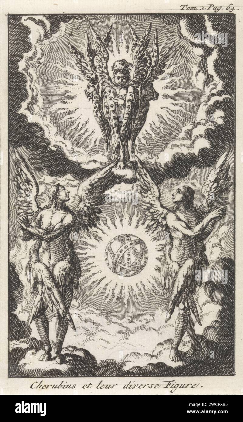 Verschiedene Cherubins, Jan Luyken, 1705 drucken Amsterdamer Papier, das Cherubim ätzt Stockfoto