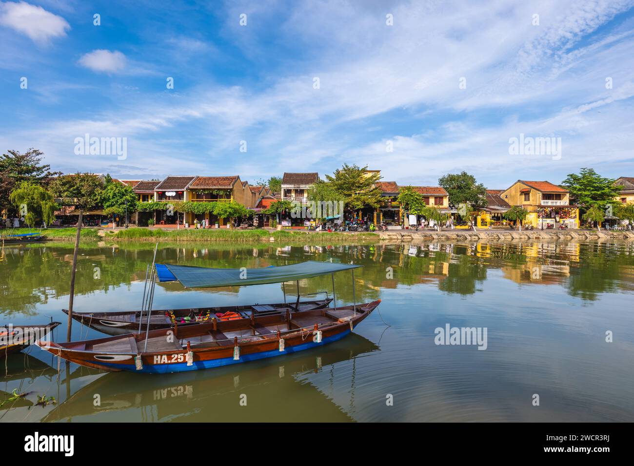 Landschaft des Ufers von Hoi an antike Stadt, ein unesco-Weltkulturerbe in Vietnam Stockfoto